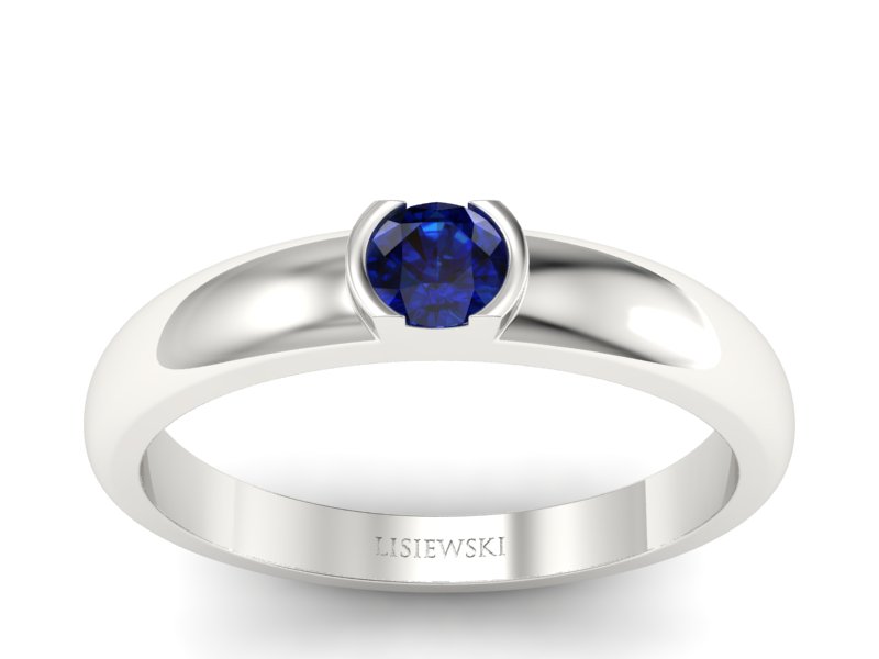 Złoty pierścionek z szafirem białe złoto - p15004bsz - 1