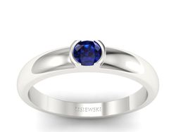 Złoty pierścionek z szafirem białe złoto - p15004bsz