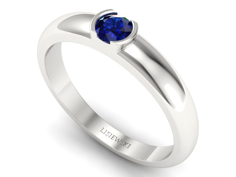 Złoty pierścionek z szafirem białe złoto - p15004bsz - 3