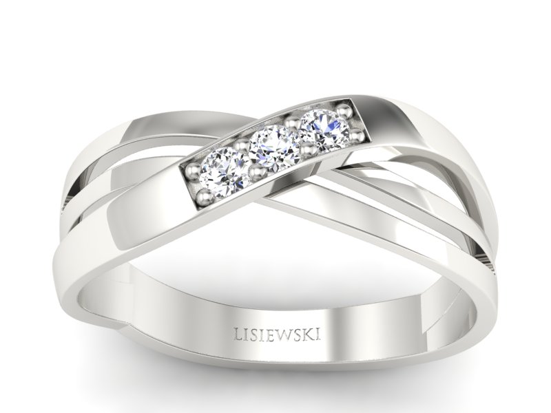 Złoty pierścionek z brylantami białe złoto - P15005b - 1