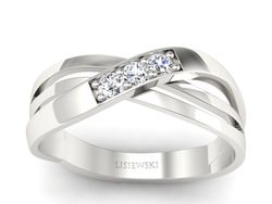 Złoty pierścionek z brylantami białe złoto - P15005b