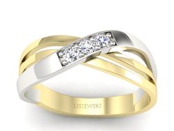 Pierścionek z diamentami żółte i białe złoto - P15005bz