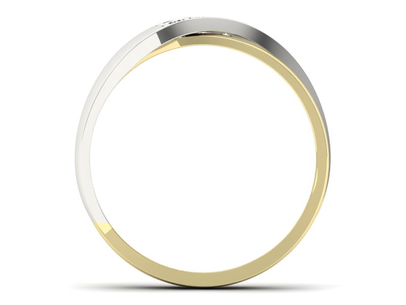 Pierścionek z diamentami żółte i białe złoto - P15005bz - 2