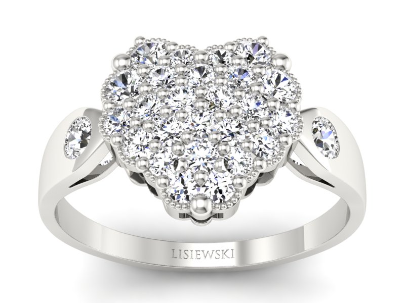 Złoty pierścionek z brylantami białe złoto - P15009b - 1