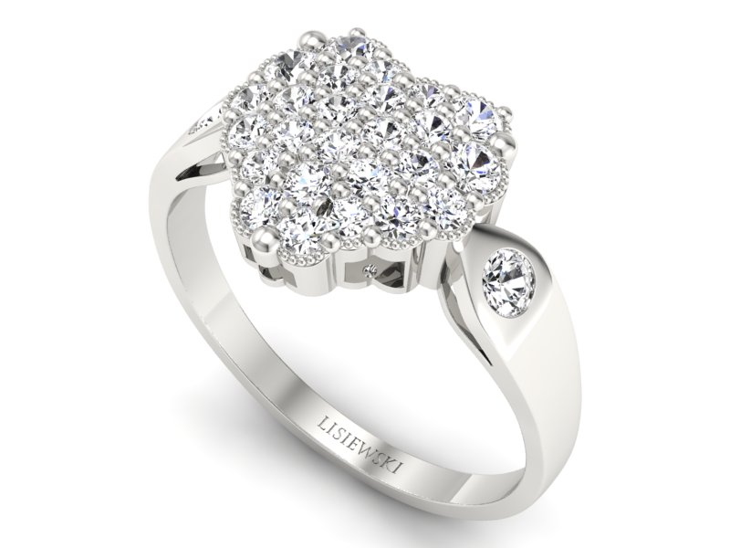 Złoty pierścionek z brylantami białe złoto - P15009b - 3