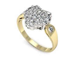 Pierścionek z diamentami żółte i białe złoto 585 - P15009bz