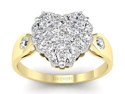 Pierścionek z diamentami żółte i białe złoto - P15009bz