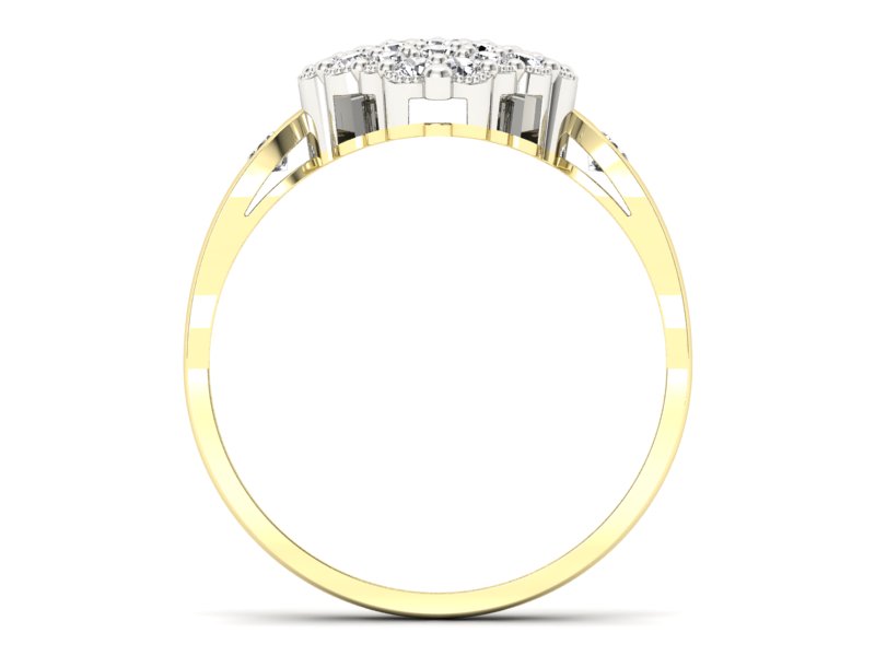 Pierścionek z diamentami żółte i białe złoto - P15009bz - 2