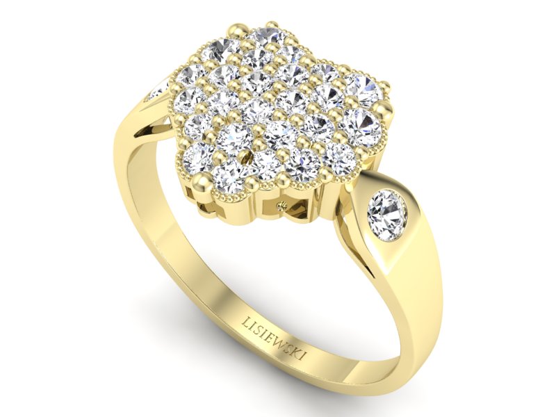 Złoty pierścionek z brylantami żółte złoto - P15009z - 3