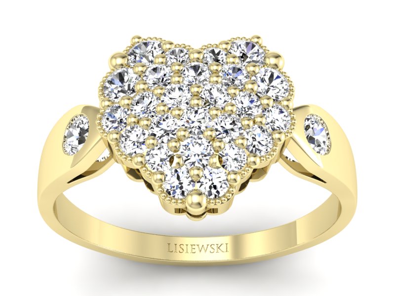 Złoty pierścionek z brylantami żółte złoto - P15009z - 1