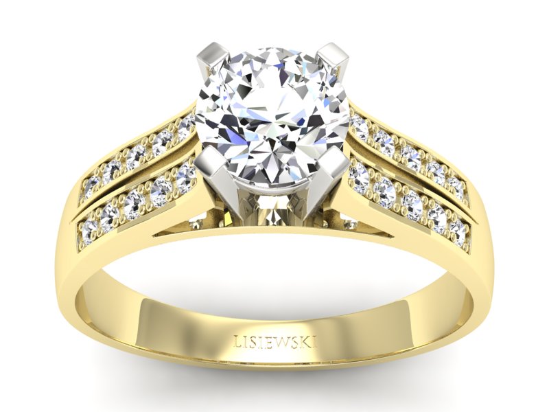Pierścionek z diamentami żółte i białe złoto 585 - P15011zb - 1