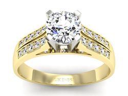 Pierścionek z diamentami żółte i białe złoto 585 - P15011zb