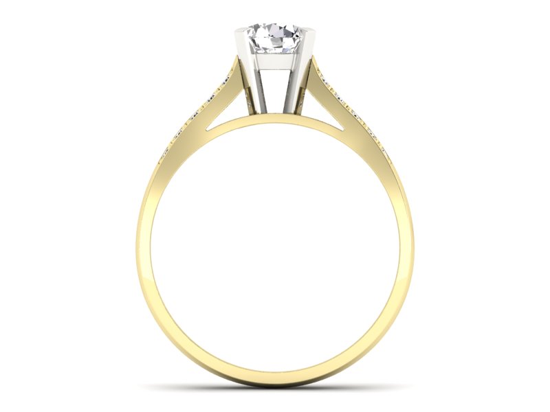 Pierścionek z diamentami żółte i białe złoto 585 - P15011zb - 2