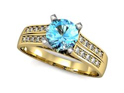 Pierścionek topaz i brylanty białe i żółte złoto - p15011zba