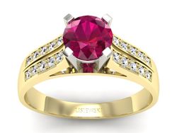 Pierścionek z rubinem i diamentami złoto 585 - p15011zbr