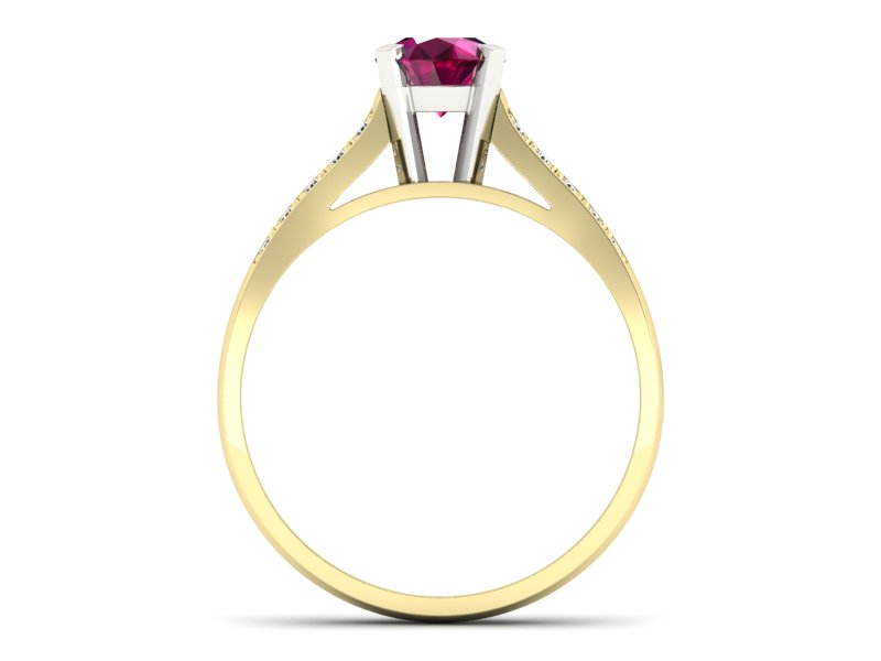 Pierścionek z rubinem i diamentami złoto 585 - p15011zbr - 2