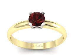 Pierścionek z granatem żółte i białe złoto - p15013zbgr