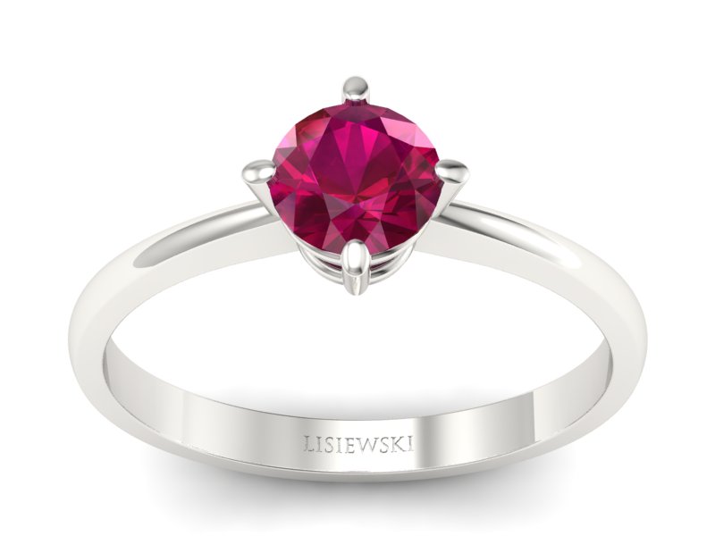 Pierścionek zaręczynowy z rubinem białe złoto - P15015brub - 1