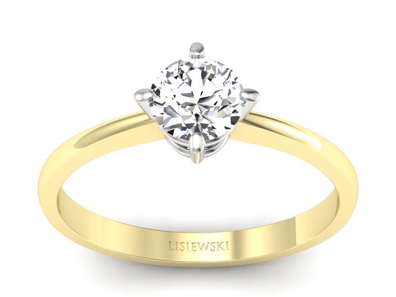 Pierścionek z brylantem białe żółte złoto - P15015bzbr_VS_F - 1