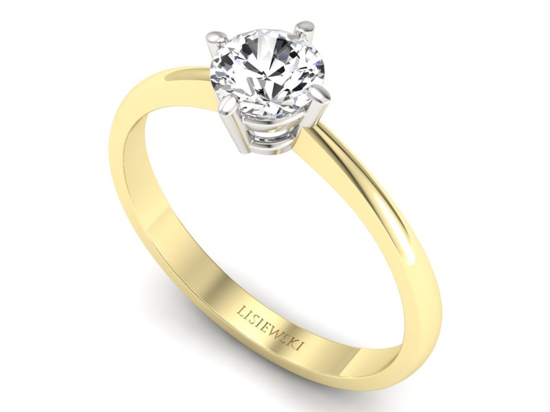 Pierścionek z brylantem białe żółte złoto - P15015bzbr_VS_F - 3