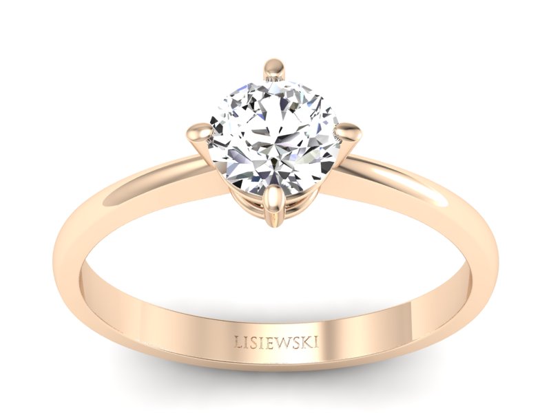 Złoty pierścionek z brylantem różowe złoto - p15015c - 1