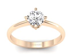 Złoty pierścionek z brylantem różowe złoto - p15015c