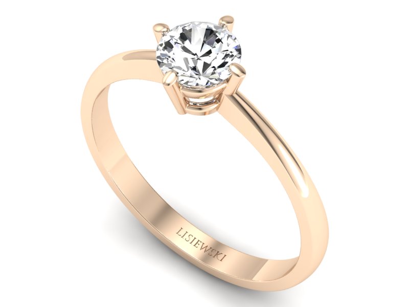 Złoty pierścionek z brylantem różowe złoto - p15015c - 3