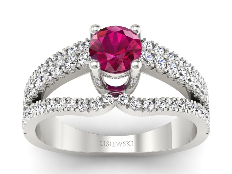 Pierścionek z rubinem z brylantami - P15016bbr_rub - 1