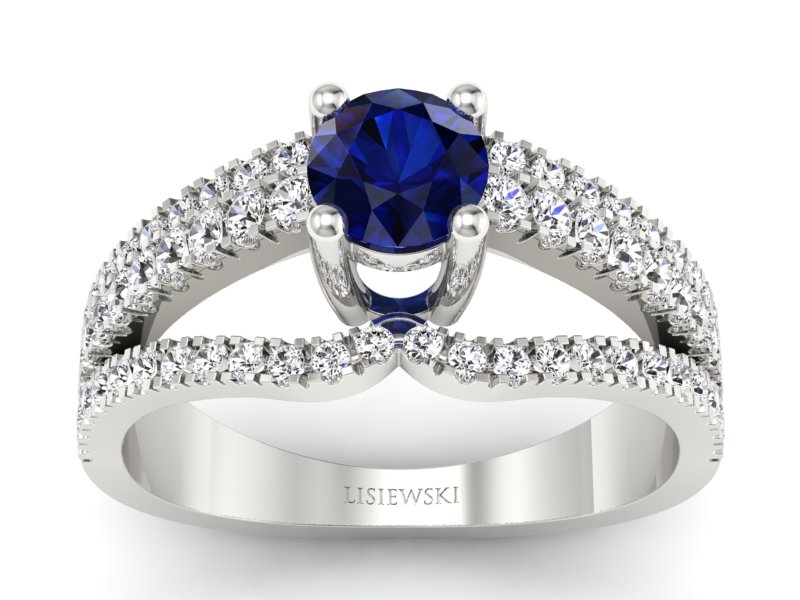 Złoty pierścionek z szafirem i brylantami - P15016bszbr_SI_H - 1