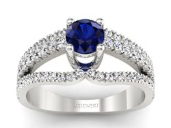 Złoty pierścionek z szafirem i brylantami - P15016bszbr_SI_H