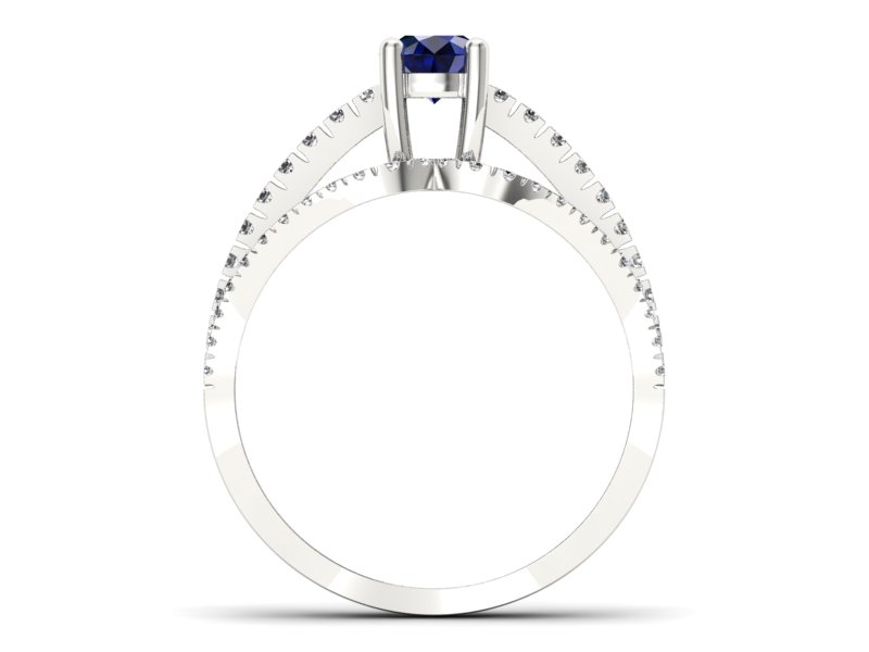 Złoty pierścionek z szafirem i brylantami - P15016bszbr_SI_H - 2