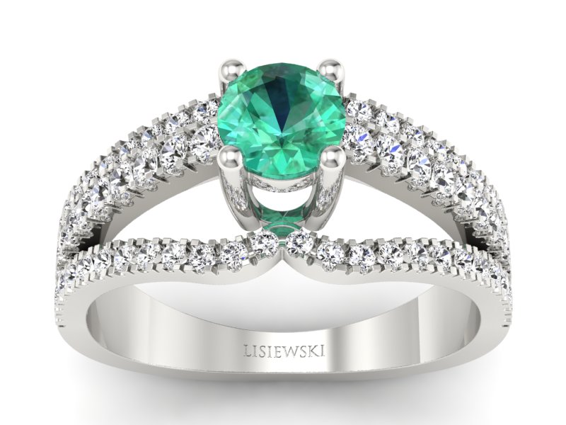 Złoty pierścionek ze szmaragdem i brylantami - P15016bszm - 1