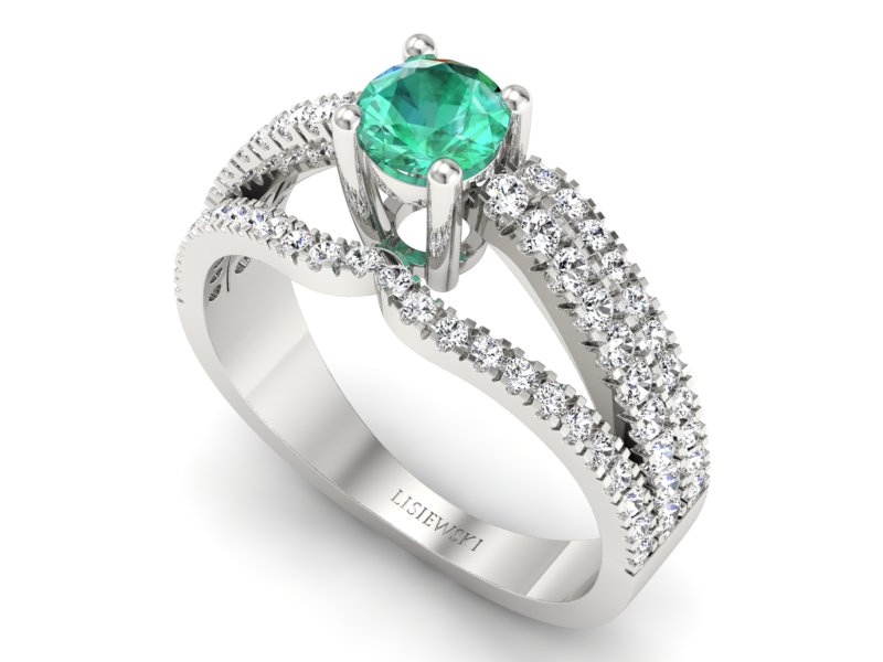 Złoty pierścionek ze szmaragdem i brylantami - P15016bszm - 3