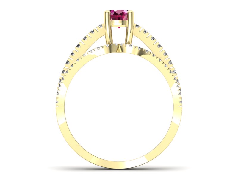 Pierścionek z rubinem i brylantami żółte złoto - p15016zr - 2