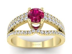 Pierścionek z rubinem i brylantami żółte złoto - p15016zr