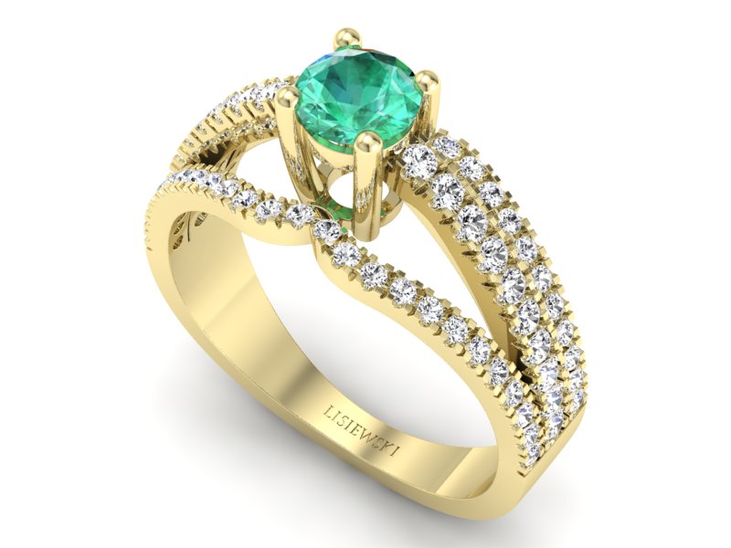 Pierścionek ze szmaragdem i diamentem - p15016zsm - 3