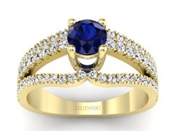 Pierścionek z szafirem i brylantami żółte złoto - p15016zsz