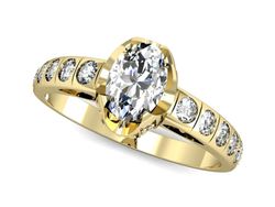 Złoty Pierścionek z diamentami żółte złoto 585 - p15017z