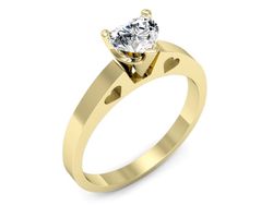 Złoty Pierścionek z diamentem w kształcie serca - p15018z