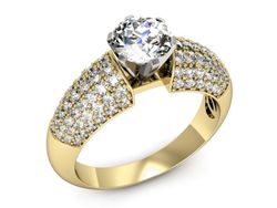 Pierścionek z diamentami żółte i białe złoto 585 - p15019zb