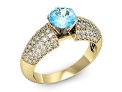 Pierścionek topaz i brylanty białe i żółte złoto - p15019zba