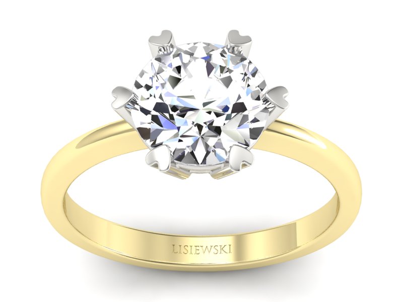 Pierścionek z brylantem białe i żółte złoto - P15020bz_VS_H - 1