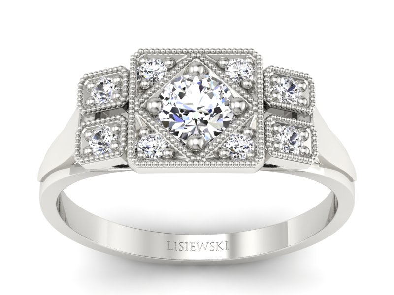 Pierścionek z brylantem białe złoto - P15021bbr_SI_F - 1