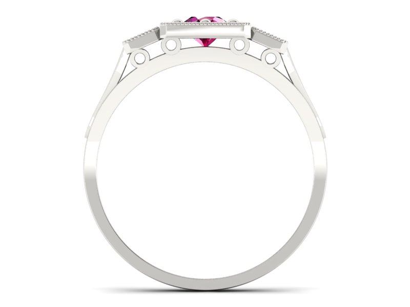 Pierścionek z rubinem i brylantami białe złoto - p15021br - 2