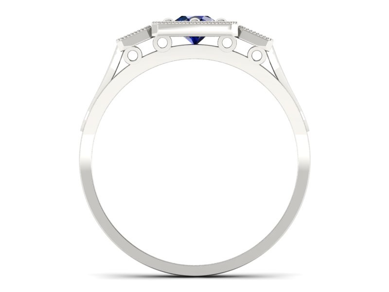 Złoty pierścionek zaręczynowy z szafirami - P15021bsza - 2