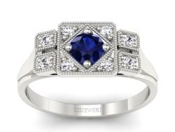 Złoty pierścionek z szafirem i brylantem - P15021bszbr_Si_H