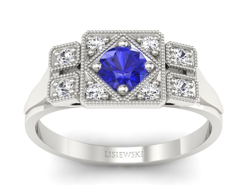 Pierścionek z szafirem i brylantami - p15021bszc - 1