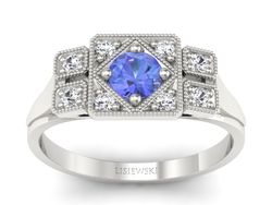 Pierścionek z tanzanitem białe złoto i brylantami - p15021bt