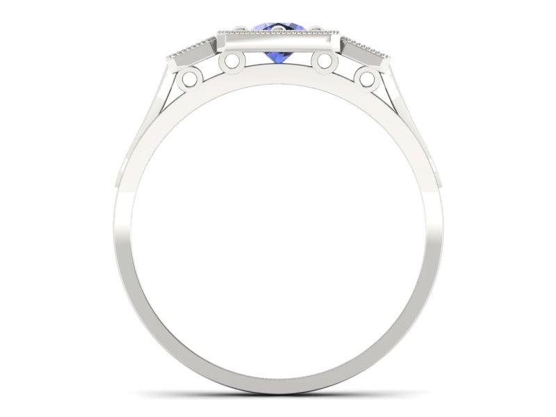 Pierścionek z tanzanitem białe złoto i brylantami - p15021bt - 2