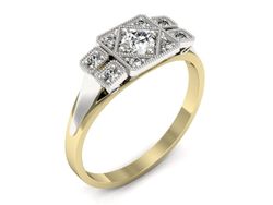 Pierścionek z diamentami żółte białe złoto - P15021bzbr_P_G